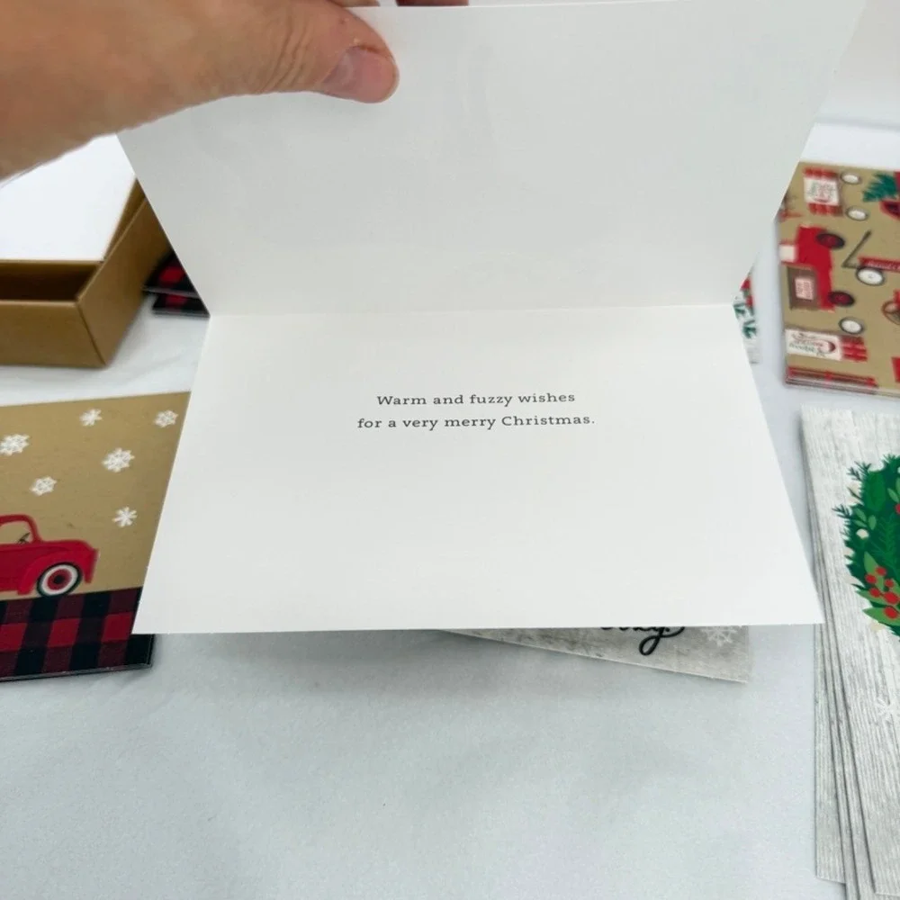 Hallmark Christmas Greeting Cards Buffalo Plaid Rustic Farmhouse Stationery Set